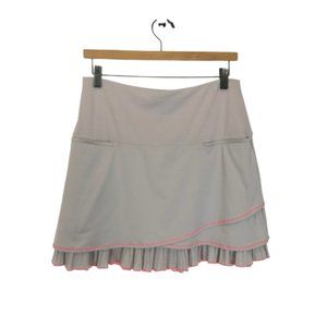 Elegant Gray Skirt with Pink Trim